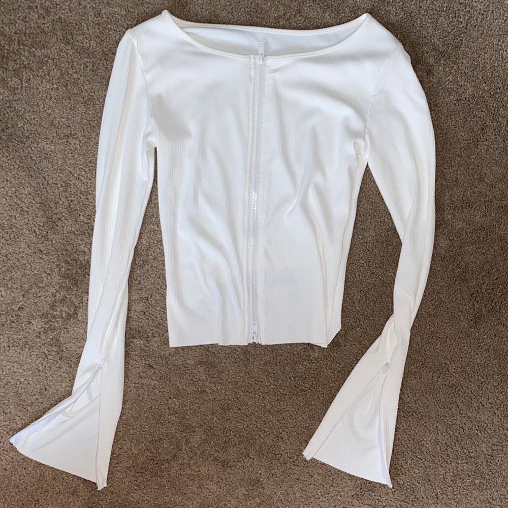 White zip crop top
